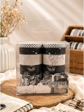 Vintage Serisi Artı Washi Tape Desenli Bant Seti