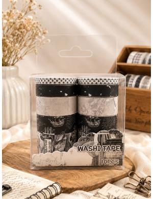 Vintage Serisi Artı Washi Tape Desenli Bant Seti