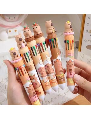 Capybara 10 Renkli Tükenmez Kalem 1 Adet