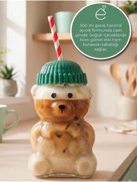 Cam Ayıcık Pipetli Bardak 550 ml