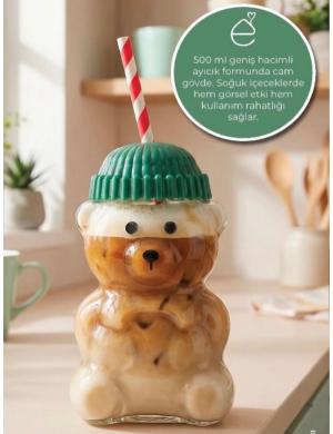 Cam Ayıcık Pipetli Bardak 550 ml