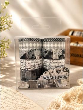 Vintage Serisi Dilim Washi Tape Desenli Bant Seti