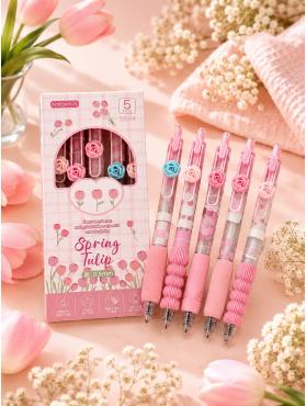 Pembe Çiçek Gül Tasarımlı Tükenmez Kalem