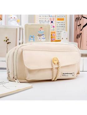 Kawaii Bej Düğmeli Kalemlik