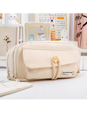 Kawaii Bej Düğmeli Kalemlik