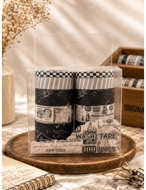 Vintage Serisi Dama Washi Tape Desenli Bant Seti 